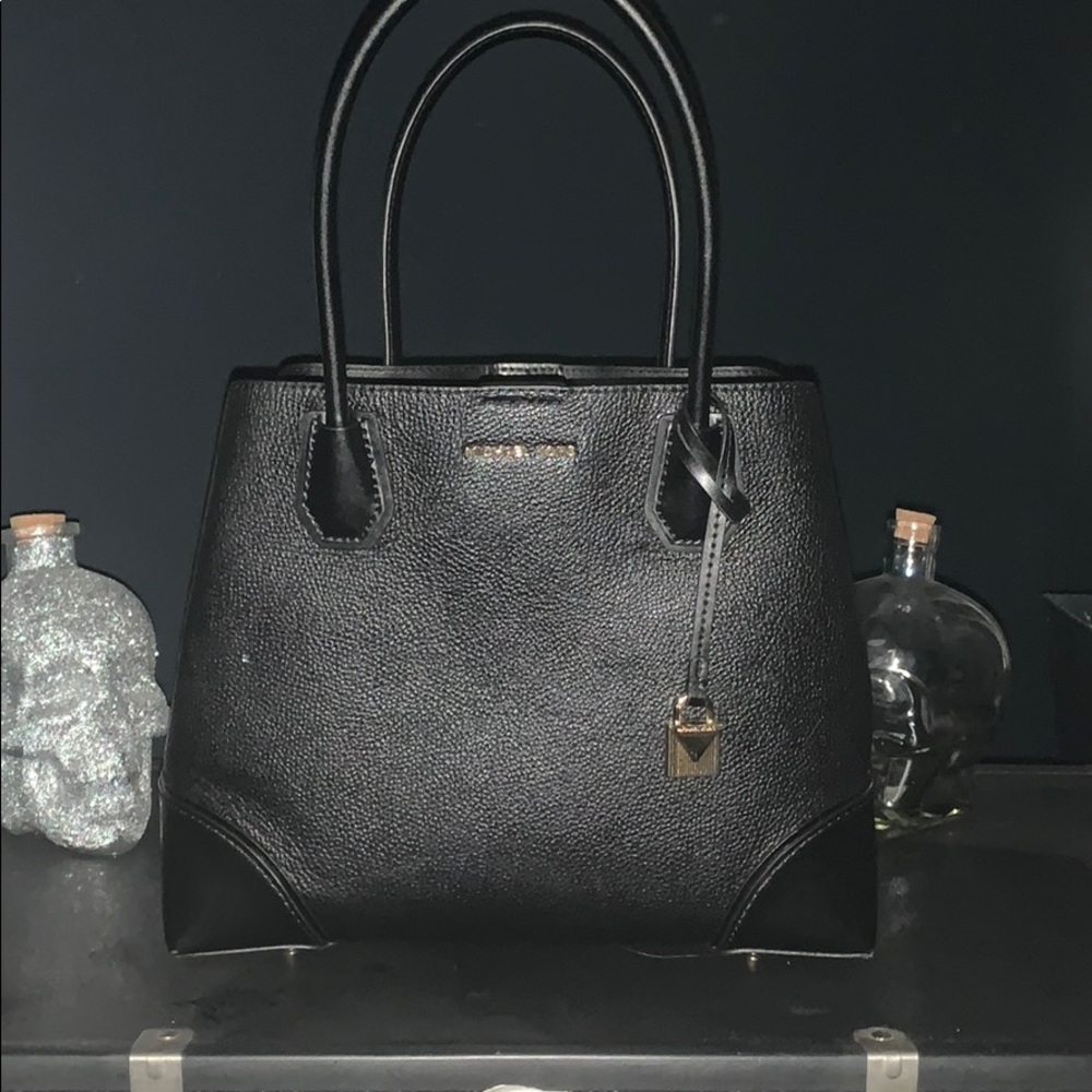 Real Michael Kors black leather bag